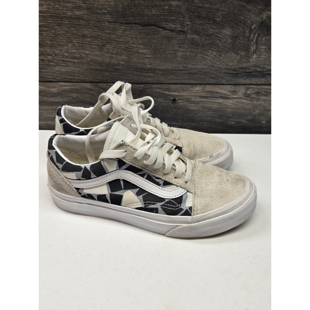 Vans‎ Old Skool Geometric Mosaic Black White Suede Low Top Sneakers Womens 5.5